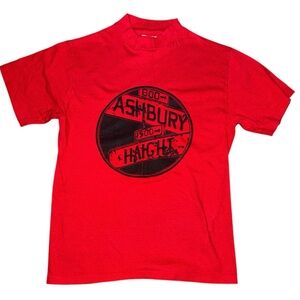 Haight Ashbury SF Vintage Red Short Sleeve Single Stitch T-Shirt Small Beefy T